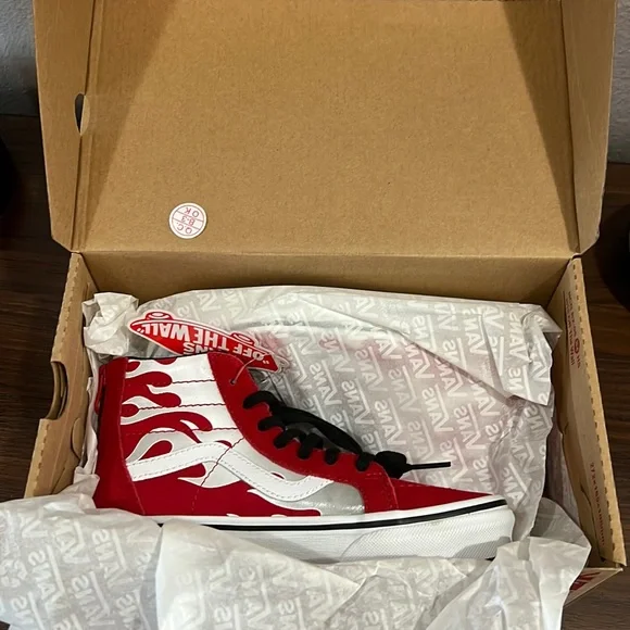 Vans Shoes | Kids Vans Sk8-Hi Zip Ferocious Flame Racing | Color: Red/White 1.5 - Picture 3 of 6